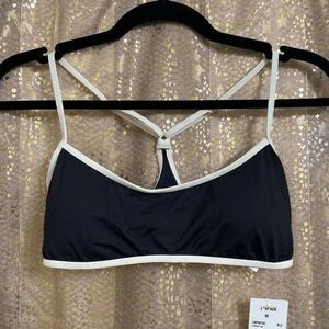 L*Space Color-Block Black Ivory Gold Pamela Bikini Top Medium NWT TOP ONLY